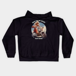 "They See Me Rollin', They Hatin' Funny Retro Hippy on a Scooter Kids Hoodie